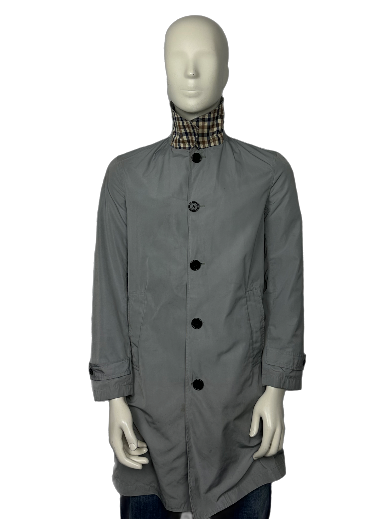 Aquascutum Checked Collar Trench Coat Size S