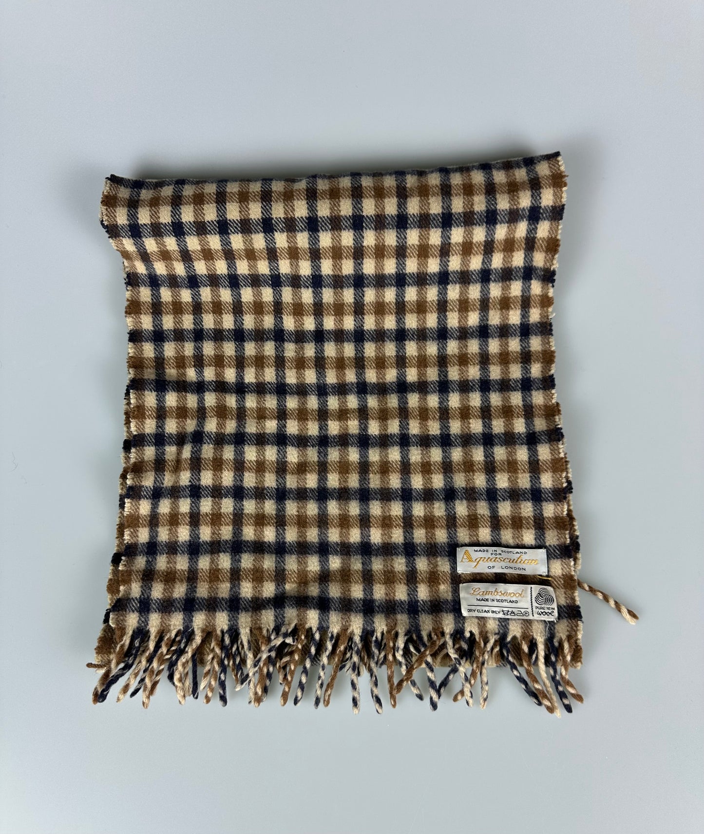 Aquascutum Lambswool Full Check White Label Scarf