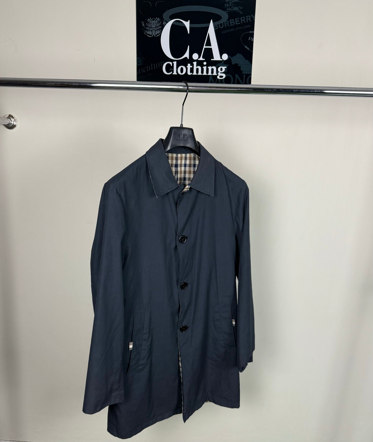 Aquascutum Full Check Reversible Trench Coat Size (S)