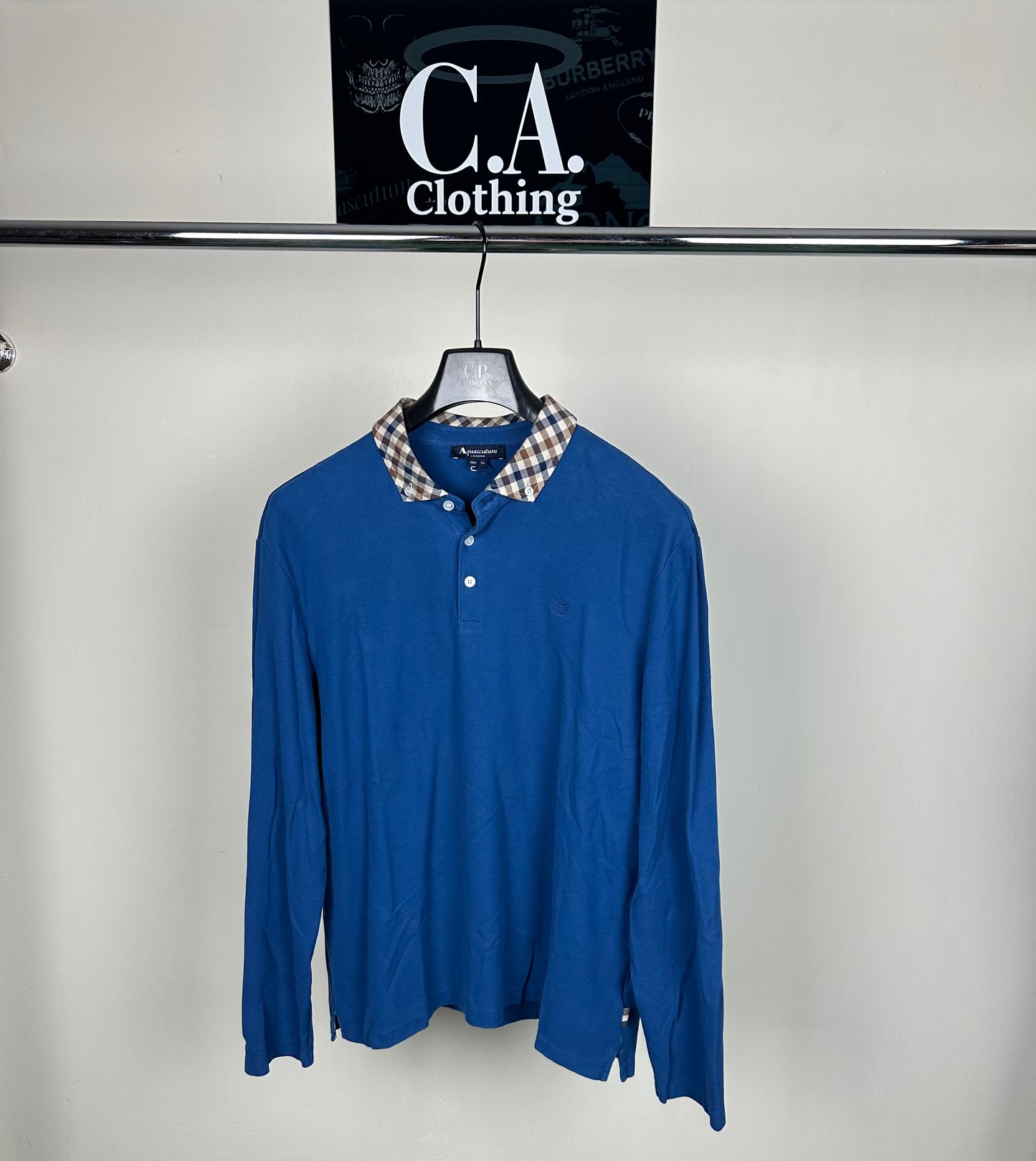 Aquascutum Blue Polo Shirt Size (XL)