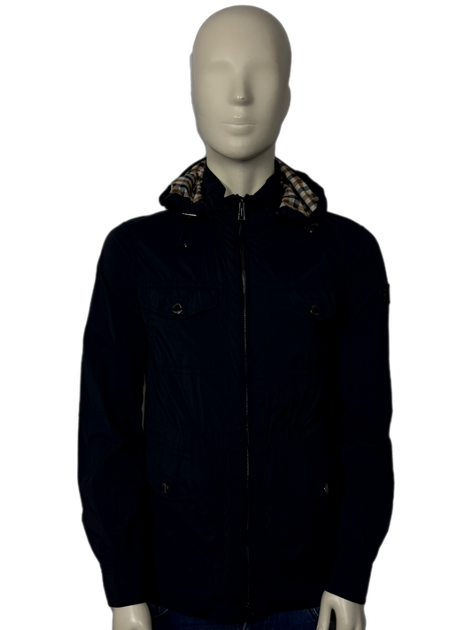 Aquascutum Checked Hood Navy Field Jacket Size Medium (M)