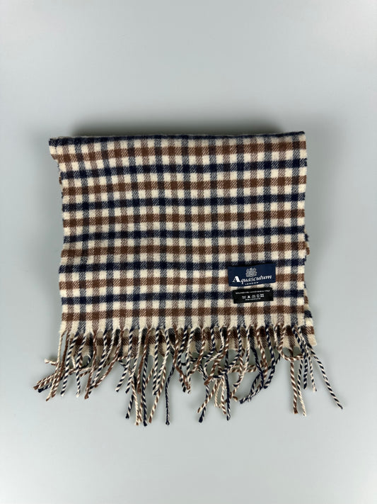 Aquascutum Lambswool Full Check Blue Label Scarf