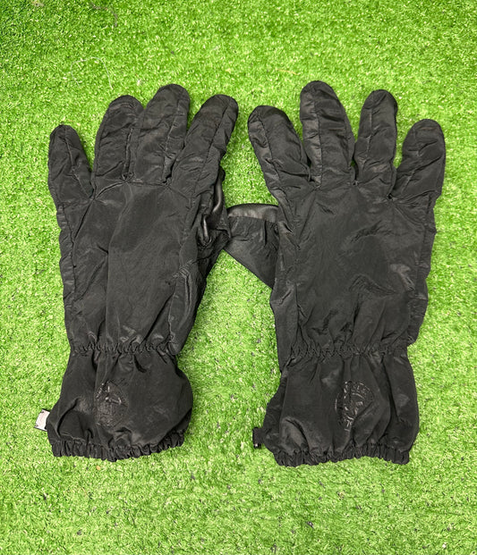 Stone Island Black Nylon Metal Gloves (XL)