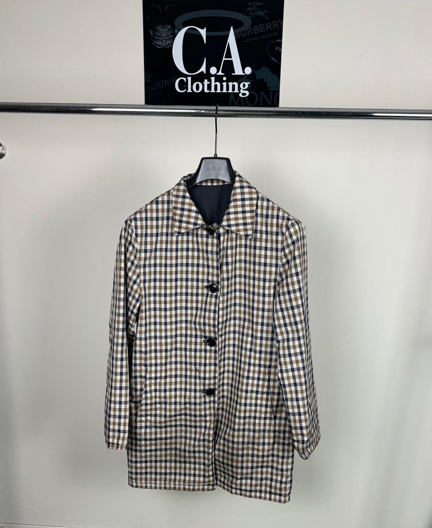 Aquascutum Full Check Reversible Trench Coat Size (S)