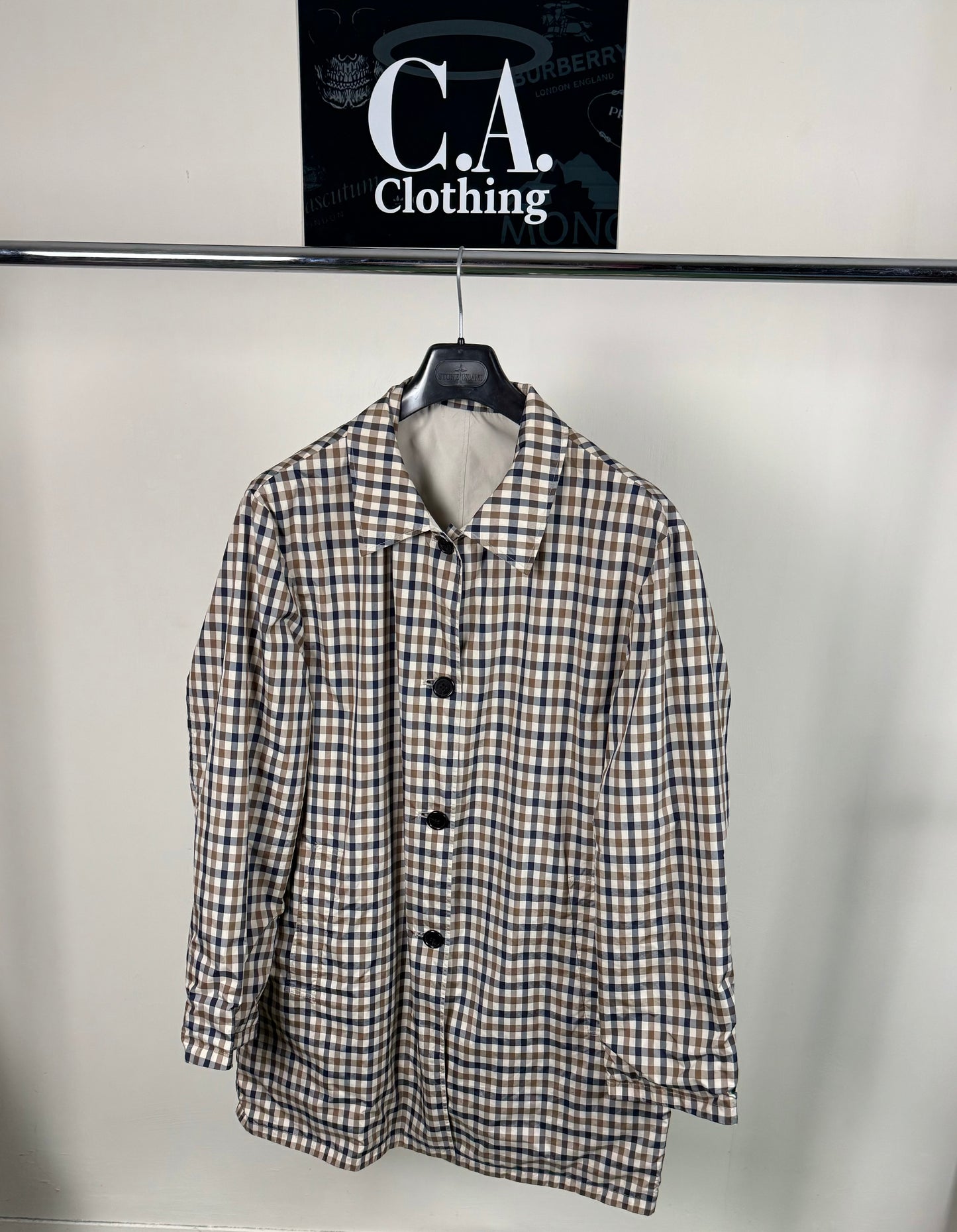 BNWTs Aquascutum Full Check Reversible Trench Coat Size (XL)