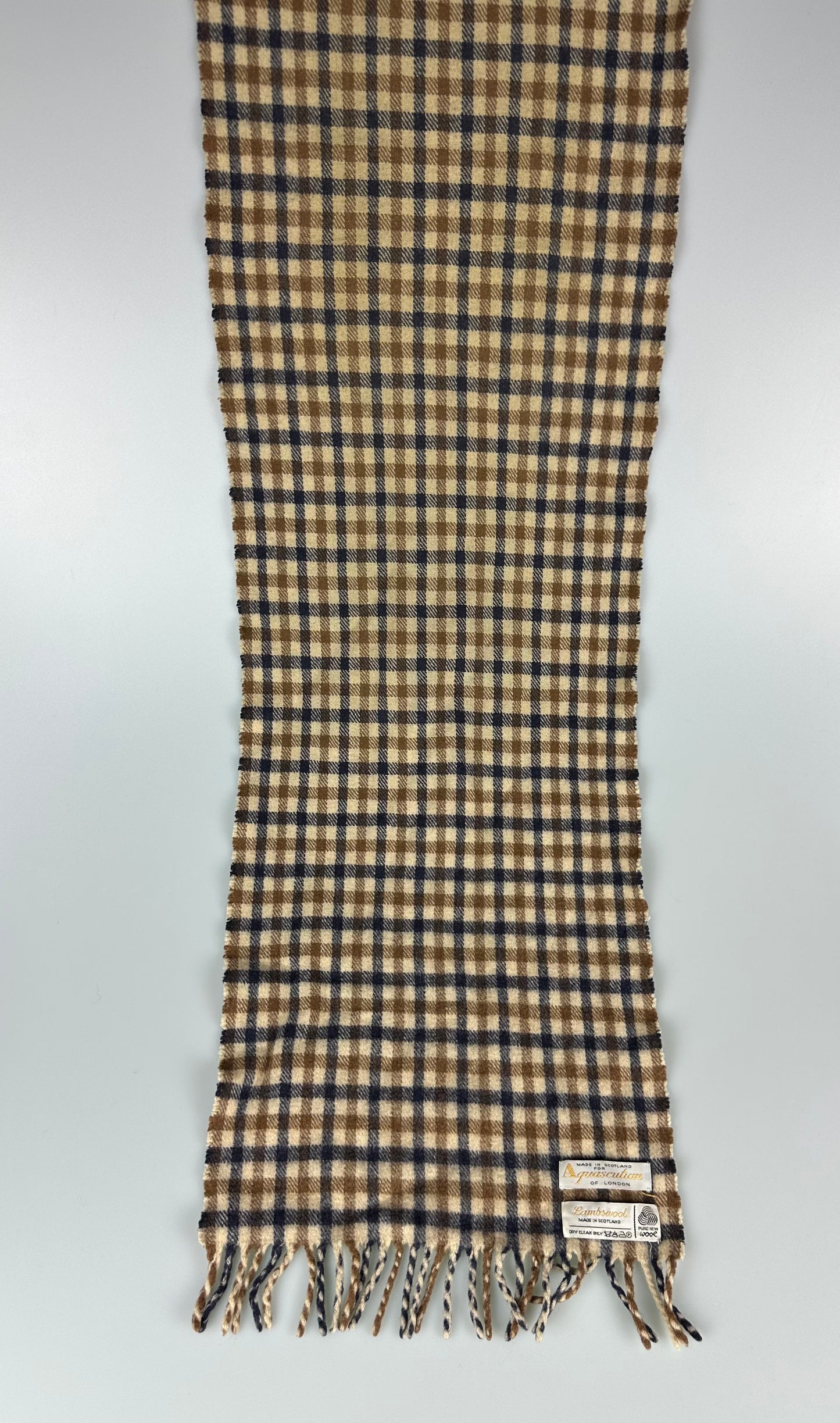 Aquascutum Lambswool Full Check White Label Scarf