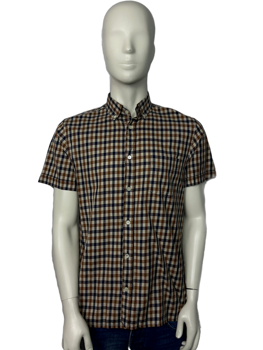 Aquascutum Short Sleeve Full Check Shirt Size (XL)