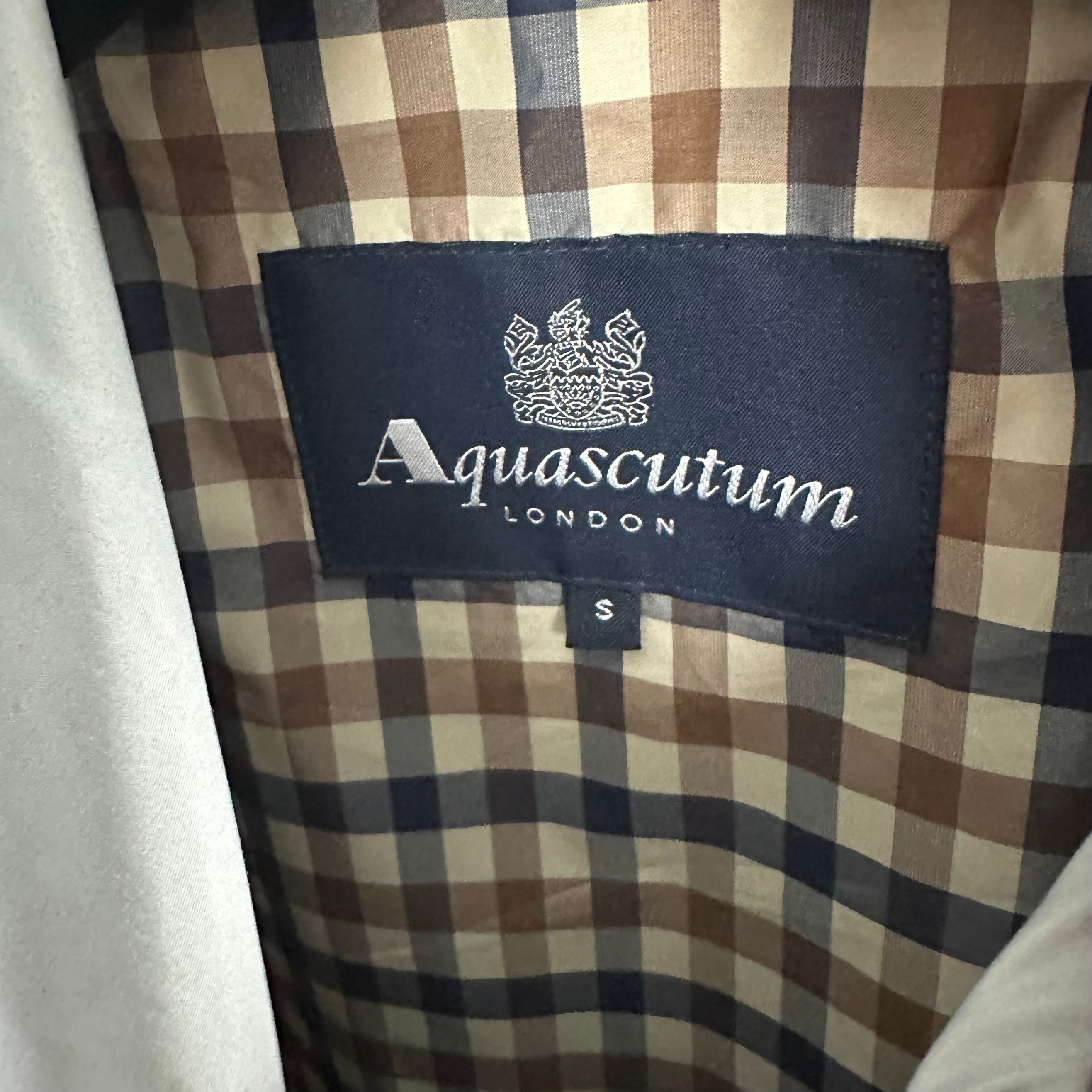 Aquascutum Checked Collar Trench Coat Size S CA Clothing20