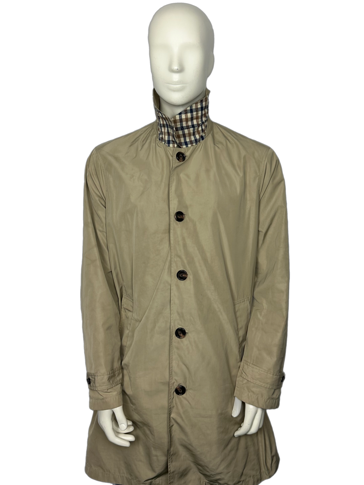 Aquascutum Checked Collar Trench Coat Size (2XL)