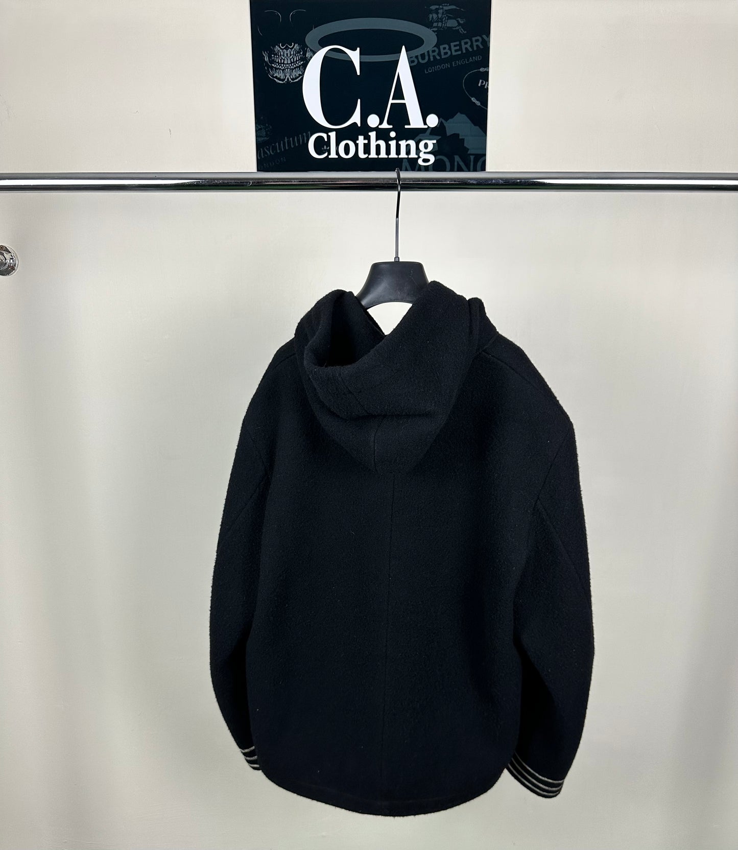 AW2003 Stone Island Black Wool Coat Size Large (L)