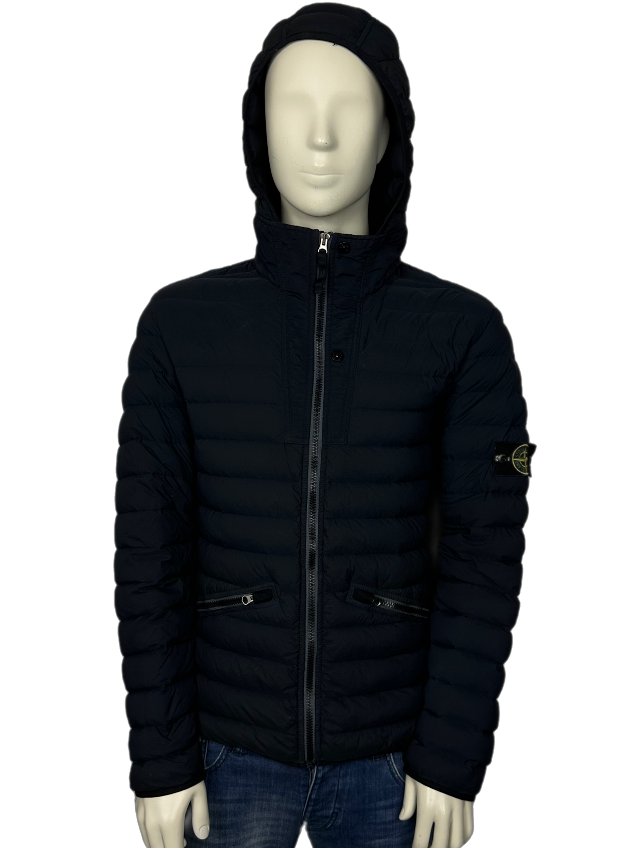 Stone island loom woven zip jacket black online