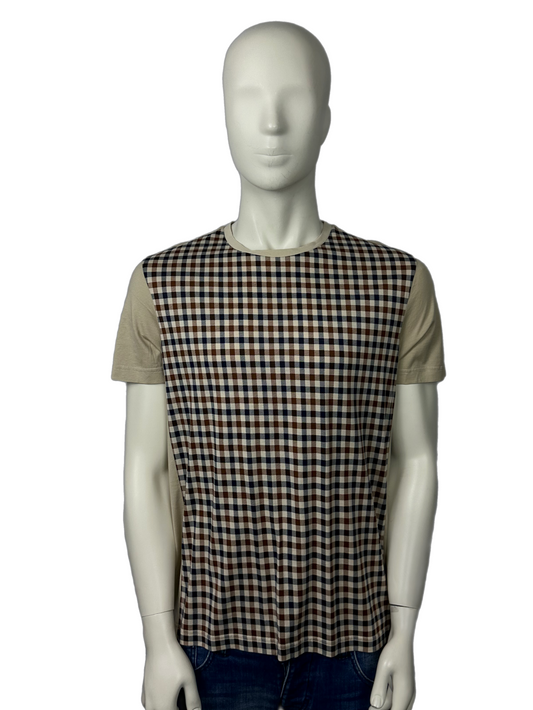 Aquascutum Front Check Beige T-shirt Shirt Size (L)