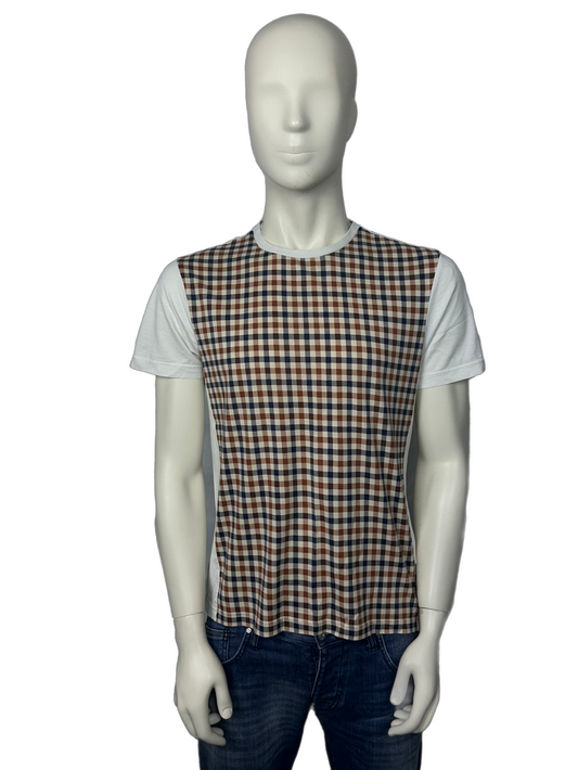 Aquascutum Front Check White T-shirt Size Medium (M)