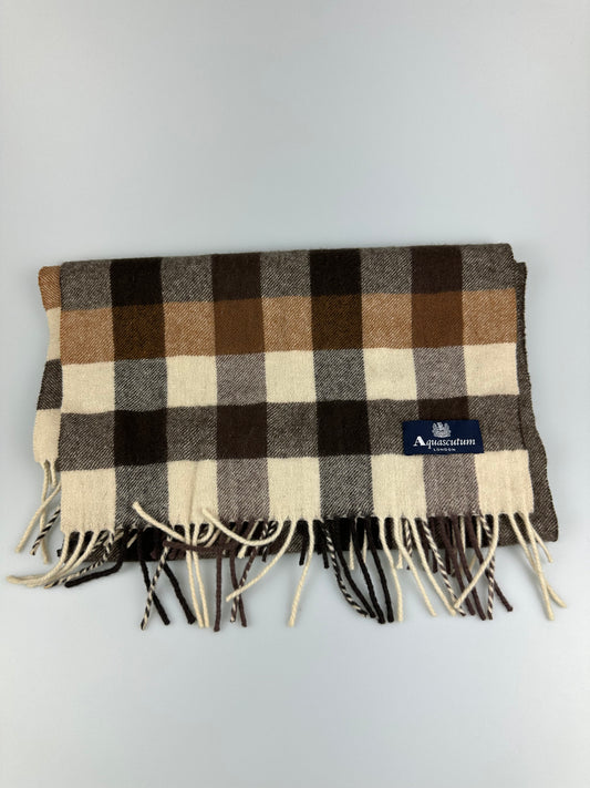 Aquascutum Lambswool Check Blue Label Scarf