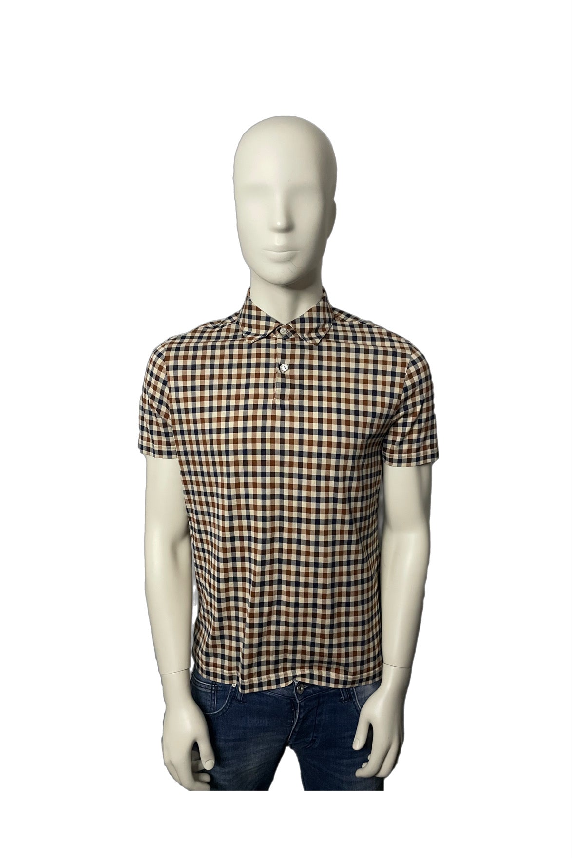 Aquascutum Check Polo Shirt Size (M)