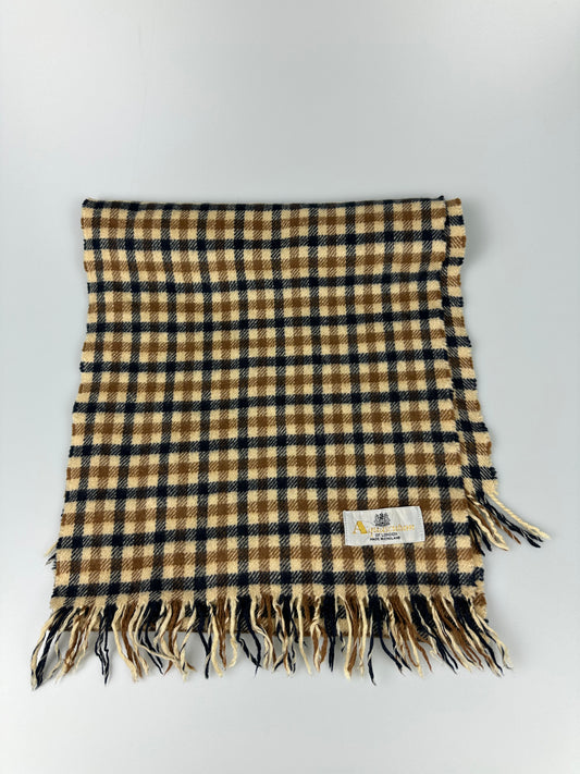 Aquascutum Lambswool Full Check White Label Scarf